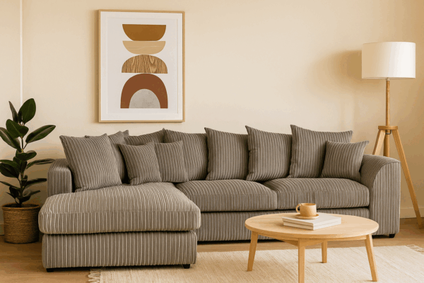 Harley Jumbo Sofa Grey Left Hand Facing Corner