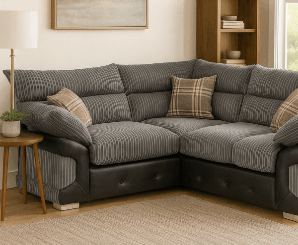 Logan Sofa Black Grey Large Corner