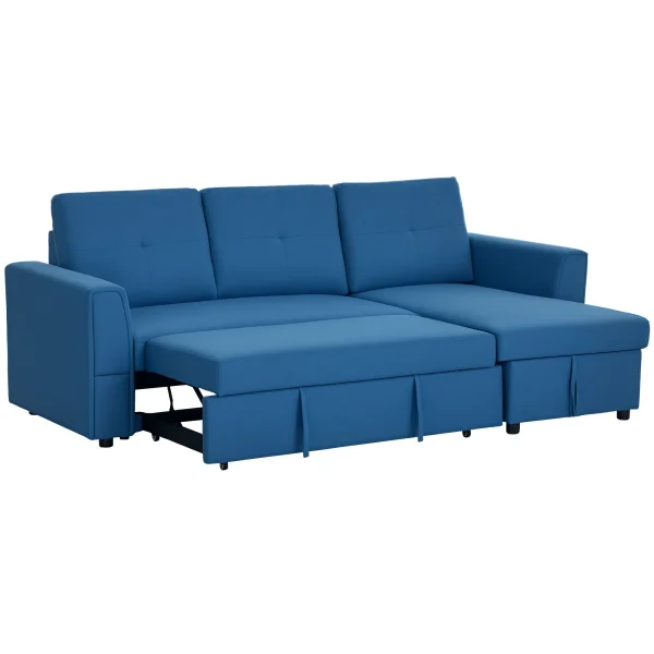 Stylish dark blue sectional sofa bed perfect for small spaces