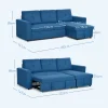 Spacious three-seater sofa bed with chaise lounge and storage