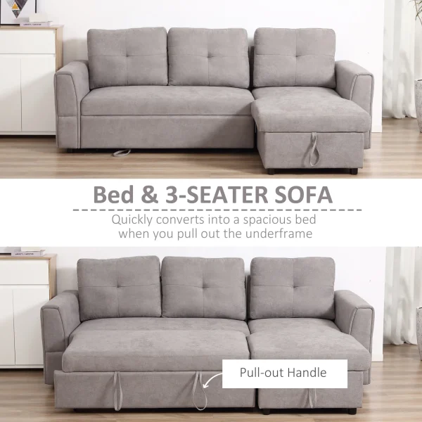Modern linen-look sofa bed for small living rooms