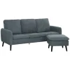 HOMCOM L-shaped corduroy sofa with reversible ottoman in charcoal grey