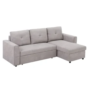 Light grey L-shaped sofa bed with storage – HOMCOM