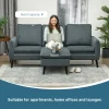 Reversible chaise sofa with soft corduroy fabric and wooden legs