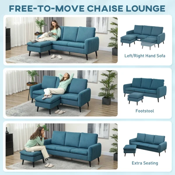 Compact HOMCOM sofa for small spaces with soft corduroy fabric