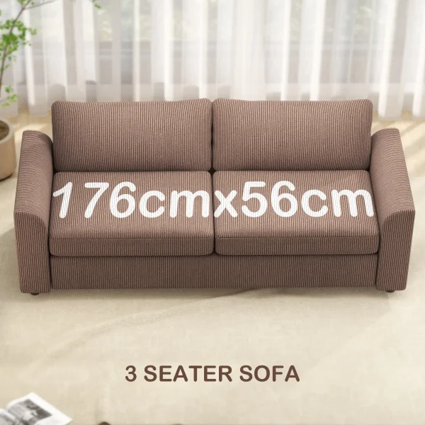Upholstered corduroy couch with plush seating and soft texture