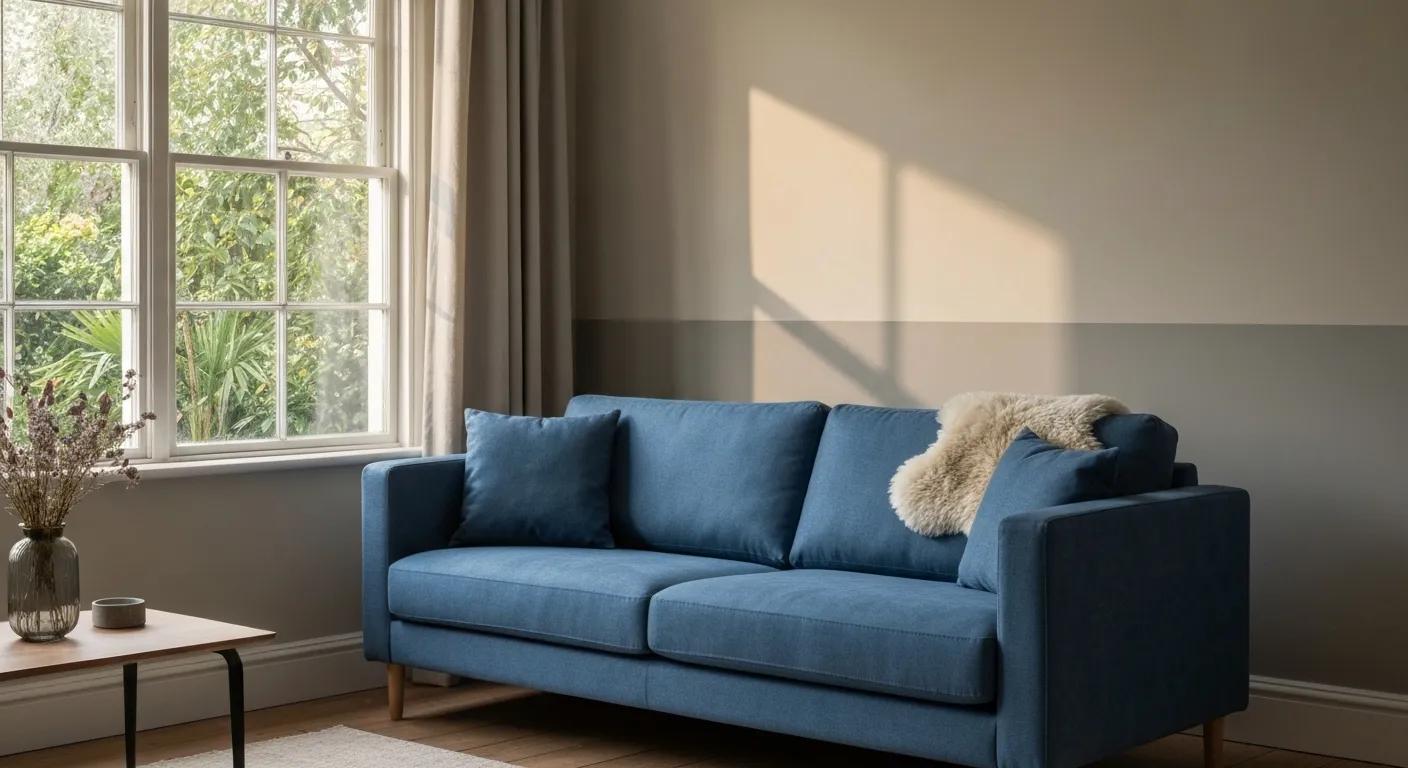 Compact reclining sofa in a cozy living room setting, highlighting space-saving design and comfort