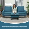 Blue modular sofa with adjustable ottoman for left or right-hand layout
