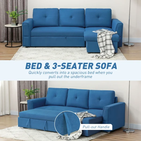 Convertible click-clack sofa bed in modern living room setup
