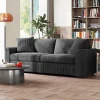 Contemporary grey sofa with thick padded backrest
