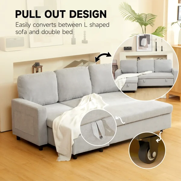 Convertible L-Shaped Sofa Bed in Living Room