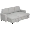 HOMCOM L-Shaped Sofa Bed Light Grey