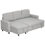 HOMCOM L-Shaped Sofa Bed Light Grey