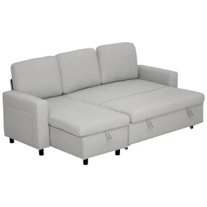 HOMCOM L-Shaped Sofa Bed Light Grey