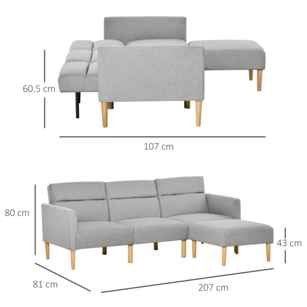 HOMCOM sofa bed set with wooden legs and soft padded cushions
