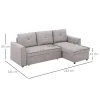 Convertible corner sofa bed with chaise and under-seat storage