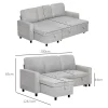 Pull-Out Sofa Bed with Storage Light Grey