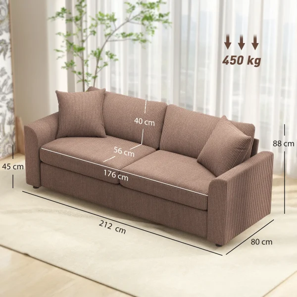 Comfortable fabric sofa with scatter cushions and spring seat