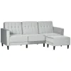 HOMCOM light grey L-shaped convertible sofa bed with ottoman in modern living room