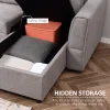 Space-saving grey click clack sofa bed with storage chaise