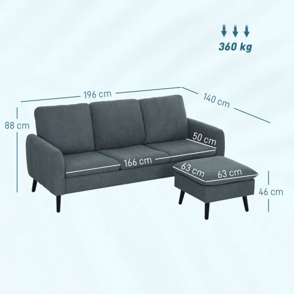 Modern 3-seater corner sofa for small living rooms or apartments