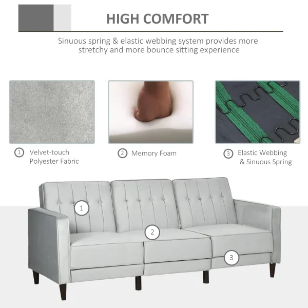Comfortable HOMCOM sofa bed with plush padding, modern design, and ottoman