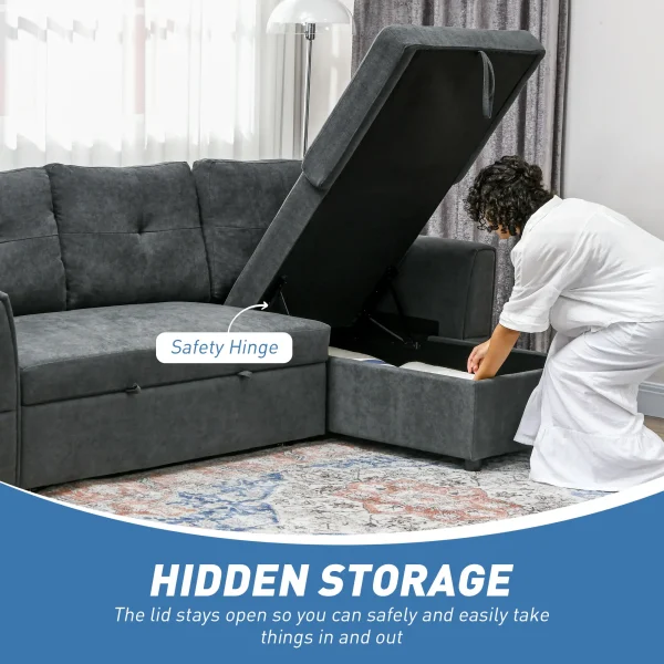 Pull-out sofa bed for guests in modern living room setting