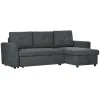 Dark grey HOMCOM 3-seater L-shaped sofa bed with storage