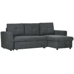 Dark grey HOMCOM 3-seater L-shaped sofa bed with storage