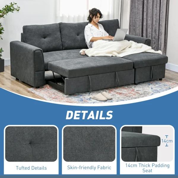 Comfortable sofa bed with thick sponge cushions and backrests