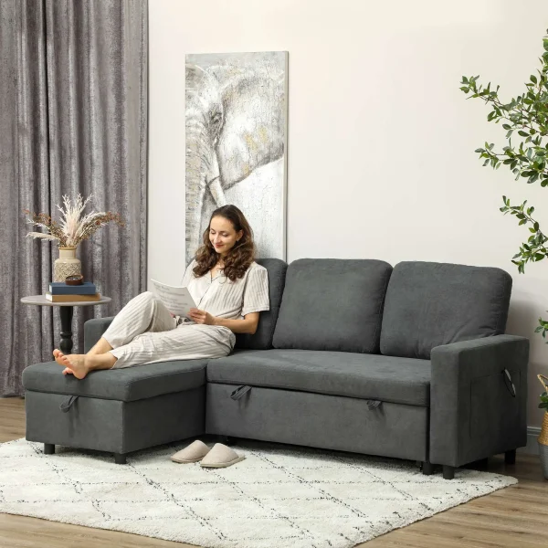 Cushioned backrest and high-density foam seat of sofa bed