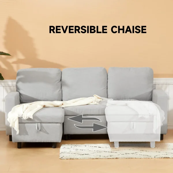 Reversible Chaise Lounge Sofa Bed Grey