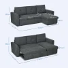 Convertible click-clack sofa bed in dark grey with chaise lounge