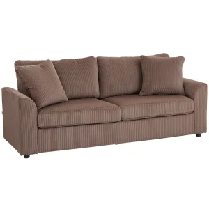 Modern HOMCOM 3-seater corduroy sofa in coffee brown for living room