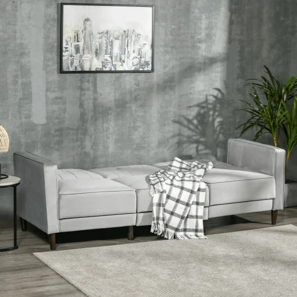Contemporary velvet-look L-shaped sofa bed perfect for guest sleeping space