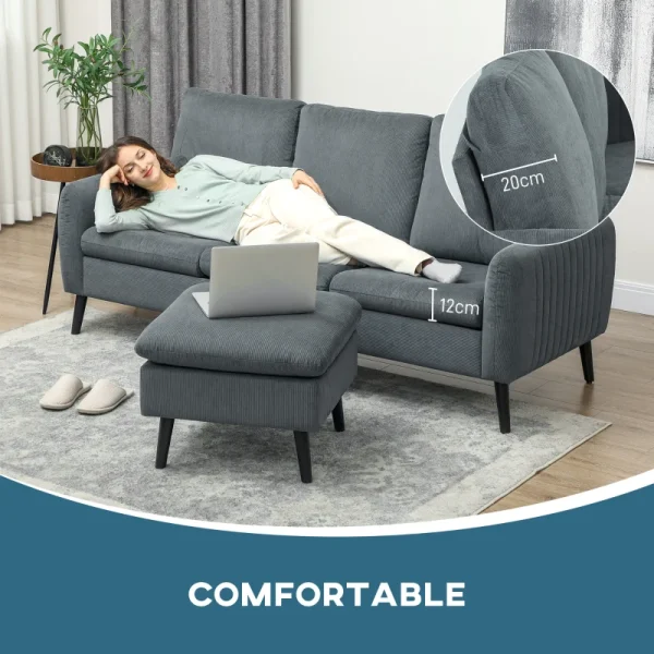 Comfortable foam-filled sofa with tufted armrest and stylish design