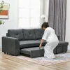 Reversible chaise lounge sofa bed in stylish linen-look fabric