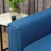 L-shaped sofa bed folded out into a guest sleeping area