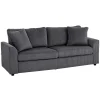 Grey three seater corduroy sofa with spring cushions