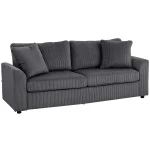 Grey three seater corduroy sofa with spring cushions