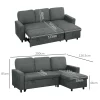 Modern reversible corner sofa bed with hidden storage compartment