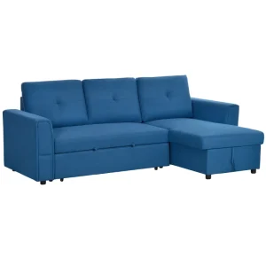 Dark blue L-shaped HOMCOM sofa bed with pull-out sleeper